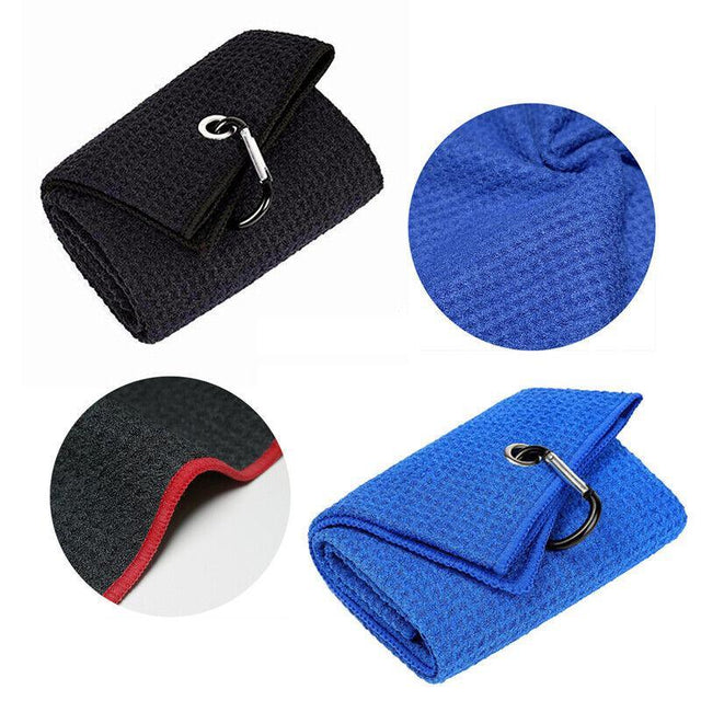 High-quality microfiber golf towel with carabiner clip for optimal performance.