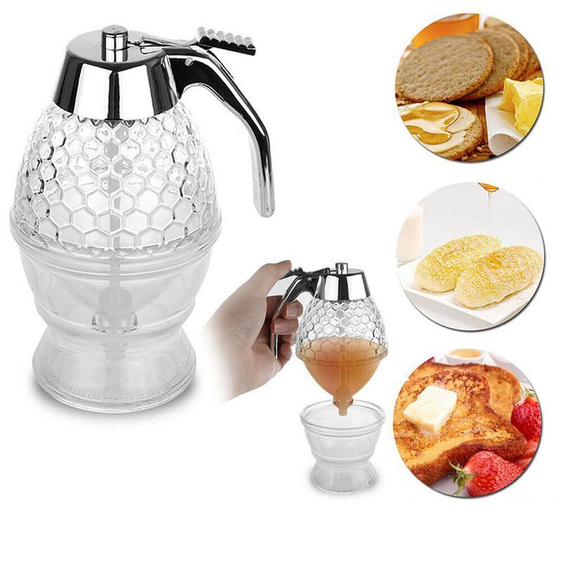 Honey Dispenser 1PC 200ML Clear Plastic Syrup Jar with Stand and Trigger - Discount Packaging Warehouse