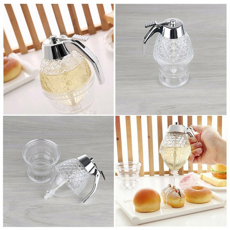 Honey Dispenser 1PC 200ML Clear Plastic Syrup Jar with Stand and Trigger - Discount Packaging Warehouse