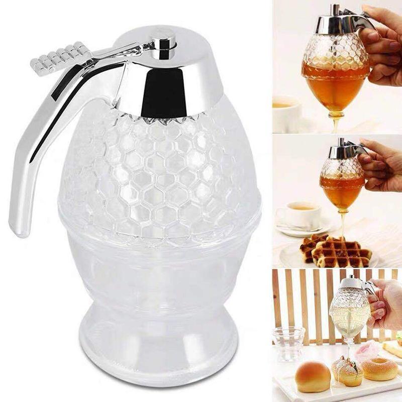 Honey Dispenser 1PC 200ML Clear Plastic Syrup Jar with Stand and Trigger - Discount Packaging Warehouse