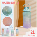 2L Sports Water Bottle with Straw 1PC 4Colours Time-Marked Drink Flask - Discount Packaging Warehouse