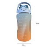 2L Sports Water Bottle with Straw 1PC 4Colours Time-Marked Drink Flask - Discount Packaging Warehouse