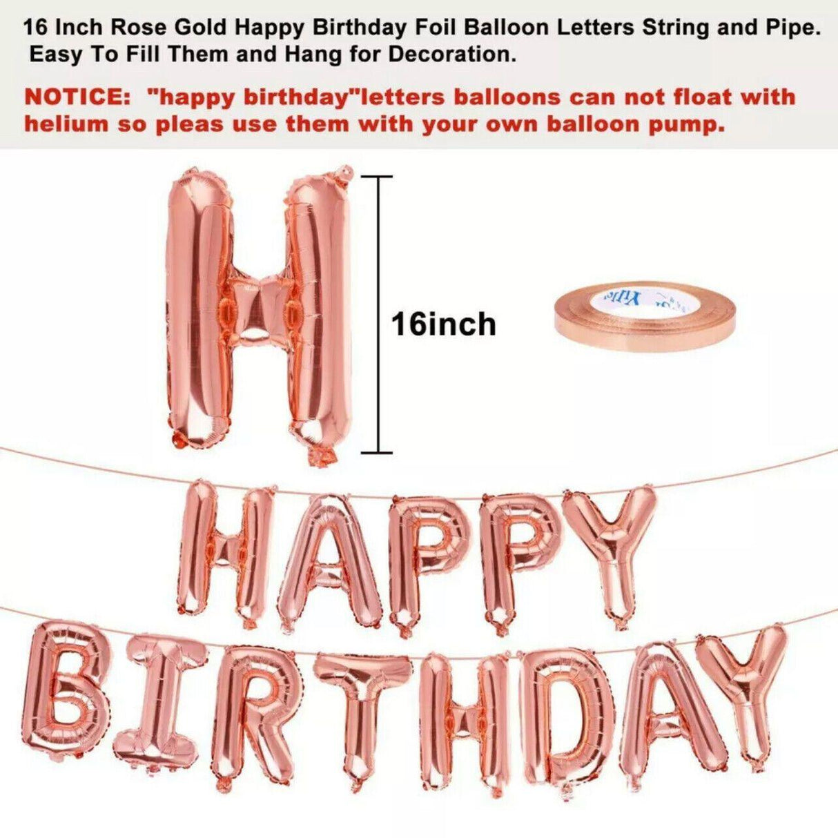 Inflatable Aluminum Foil Balloons 1Set 11Colours 40cm Happy Birthday Theme - Discount Packaging Warehouse