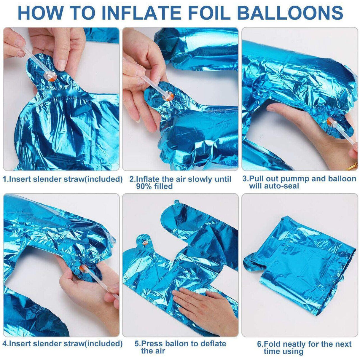 Inflatable Aluminum Foil Balloons 1Set 11Colours 40cm Happy Birthday Theme - Discount Packaging Warehouse