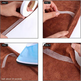 Applying iron on hem tape to fabric with an iron