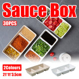30PCS Disposable Pulp Three Compartment Dip Box for Sushi BBQ Condiment