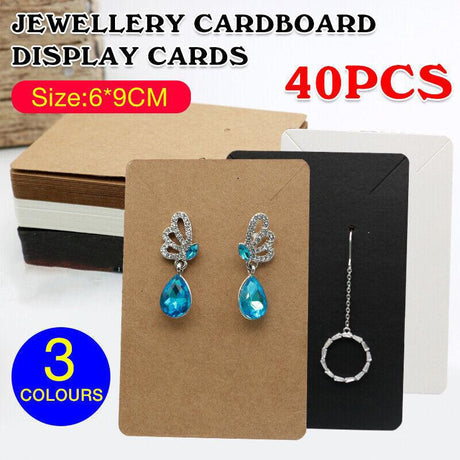 Jewelry Display Card 40PCS 6x9cm 3Colours Cardboard - Discount Packaging Warehouse