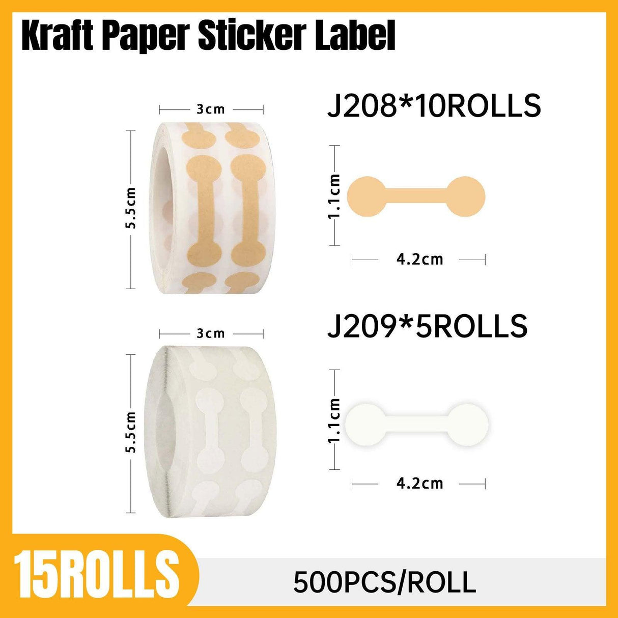 Jewelry Sticker for Price Tag 10rolls Kraft Paper