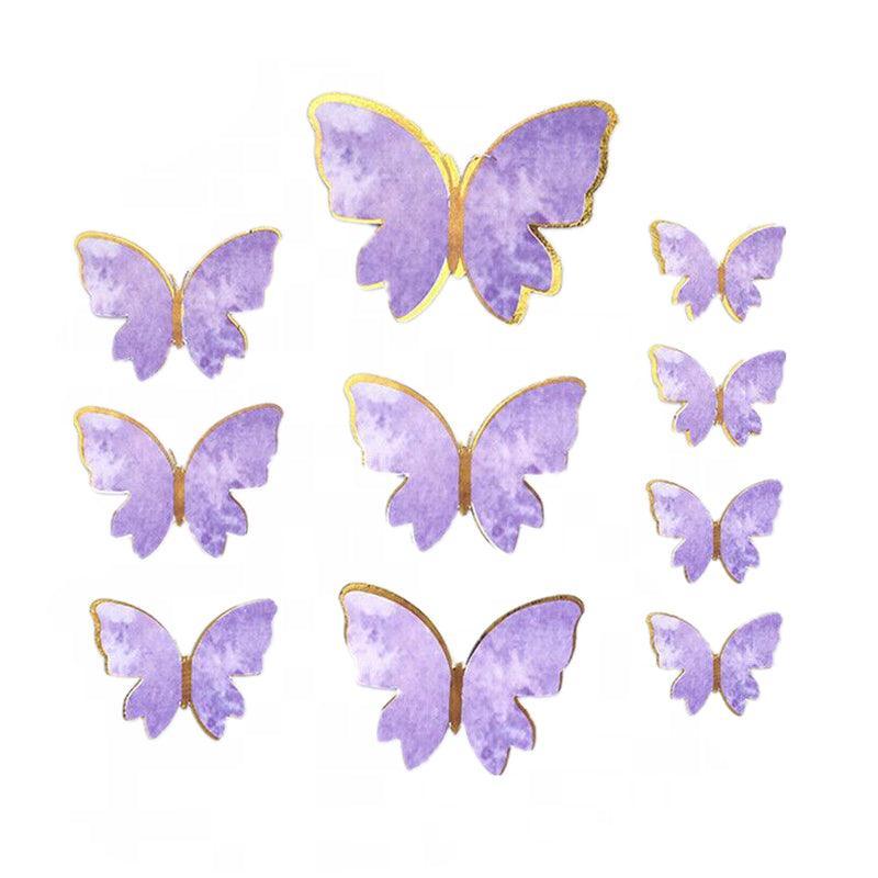 10PCS Butterfly Paper Topper Cake Happy Birthday Theme Festival Decoration DIY