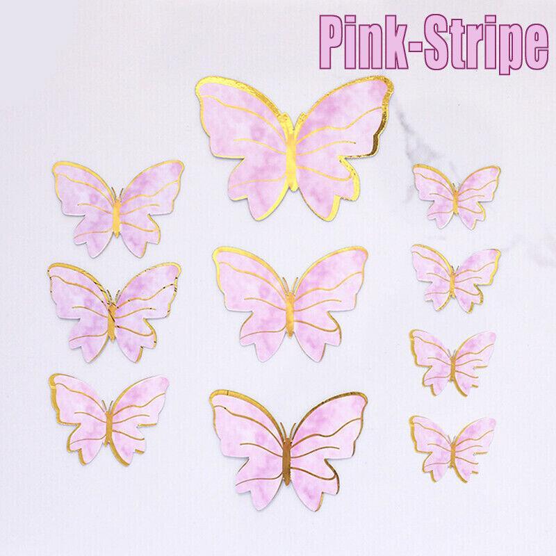 10PCS Butterfly Paper Topper Cake Happy Birthday Theme Festival Decoration DIY