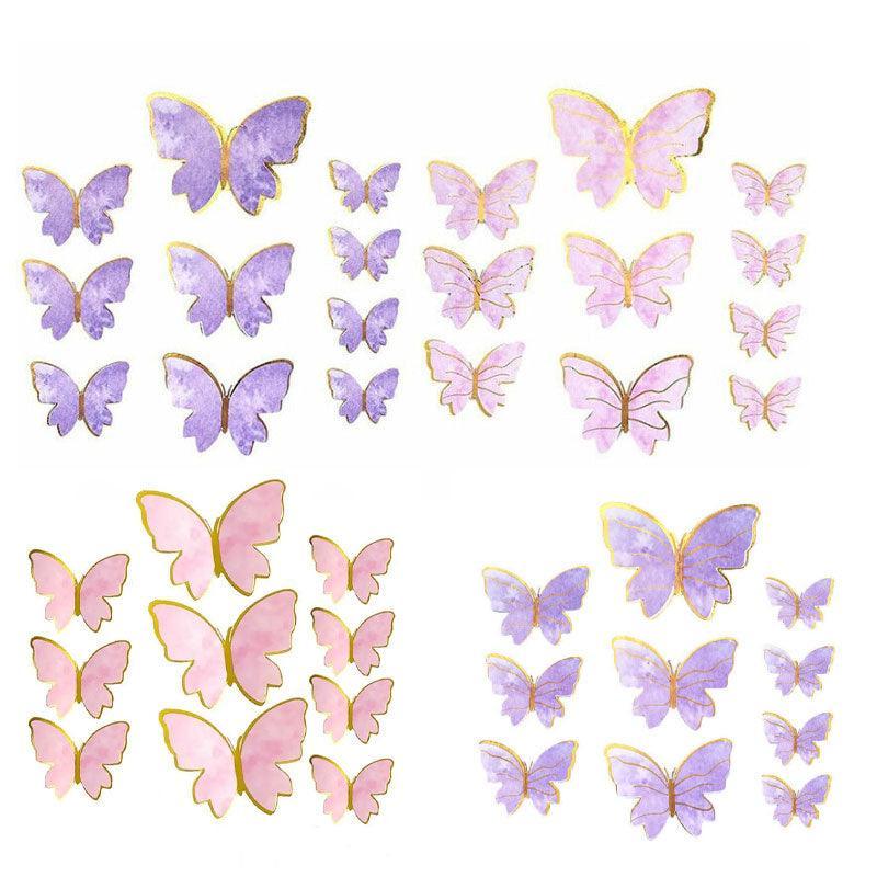 10PCS Butterfly Paper Topper Cake Happy Birthday Theme Festival Decoration DIY