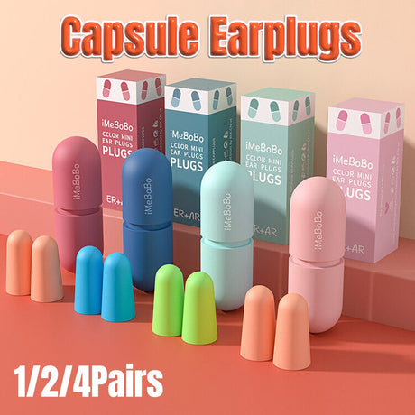 1/2/4 Pairs Soundproof Capsule Earplugs Noise Reduction Ear Plugs