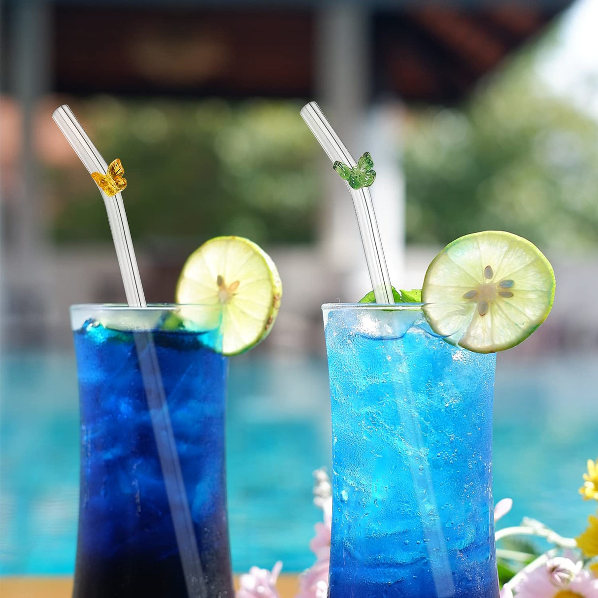 Enhance Your Drink with Colourful Butterfly Glass Straws