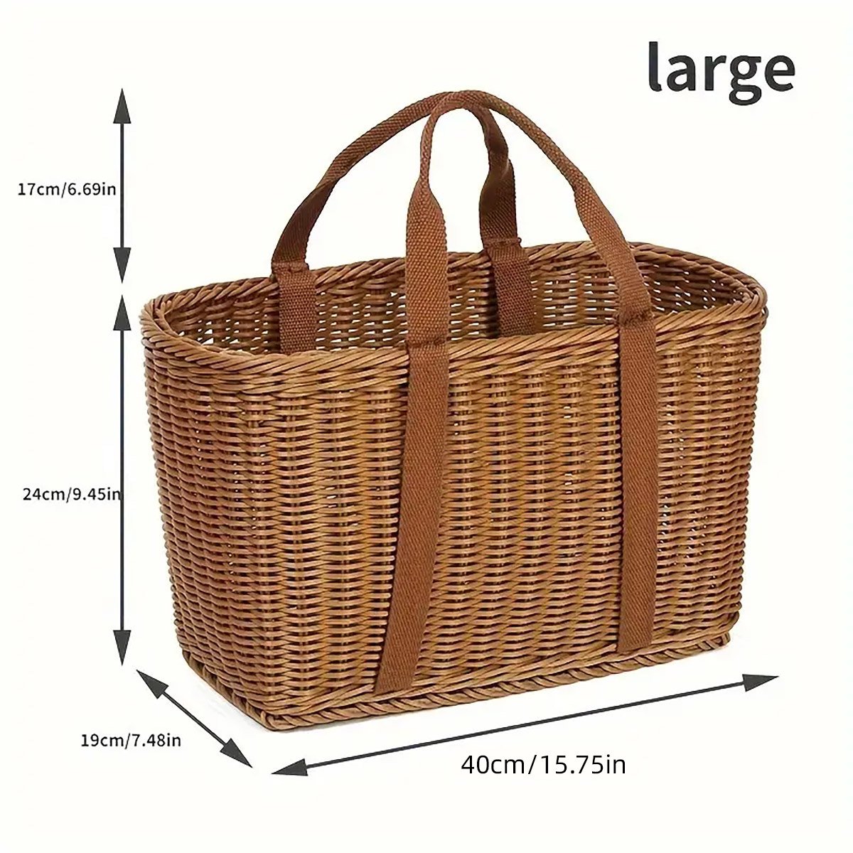 Imitation Rattan Woven Basket Storage 1PC Large Size