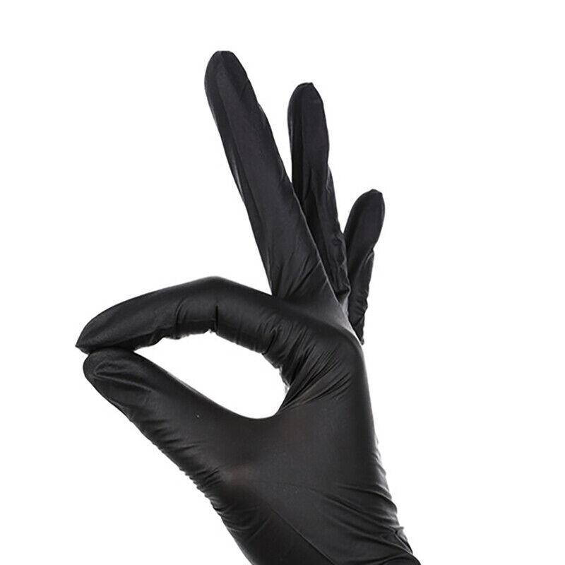 Thick Black Nitrile Gloves Industrial Mechanic Tattoo Tradie Rubber Protection 100PCS