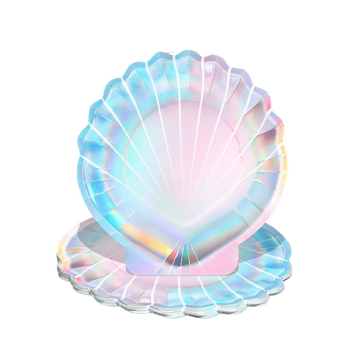 Shell-shaped Paper Plates 100 Pack High-Quality Iridescent Party Supplies