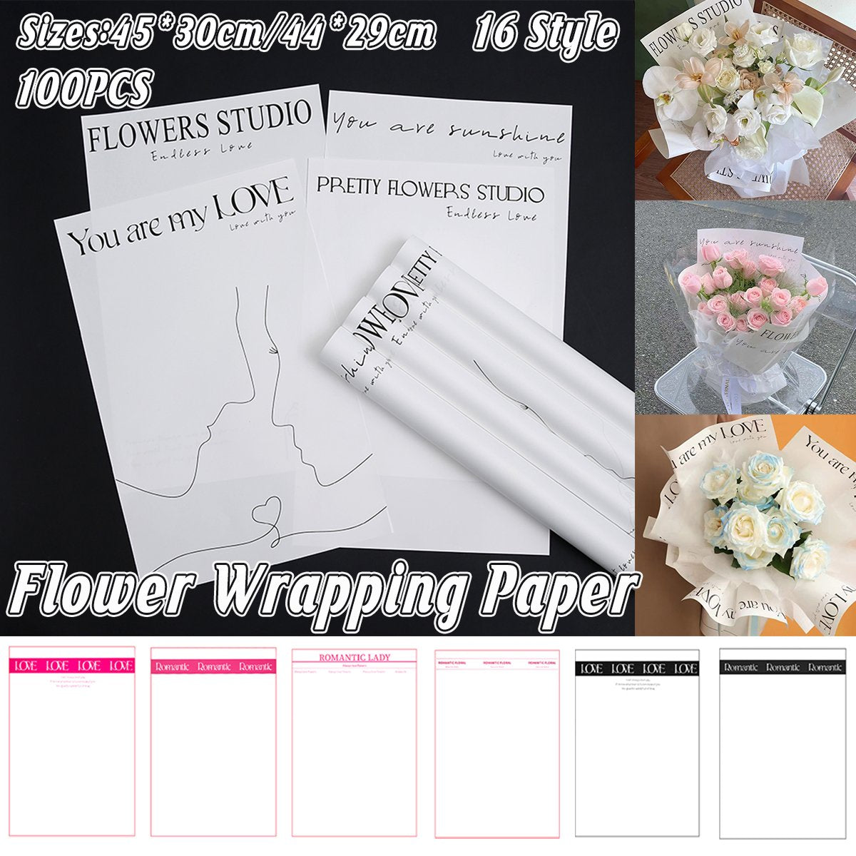 Simple Wrapping Paper Floral Packaging for Flower Arrangements 100pcs