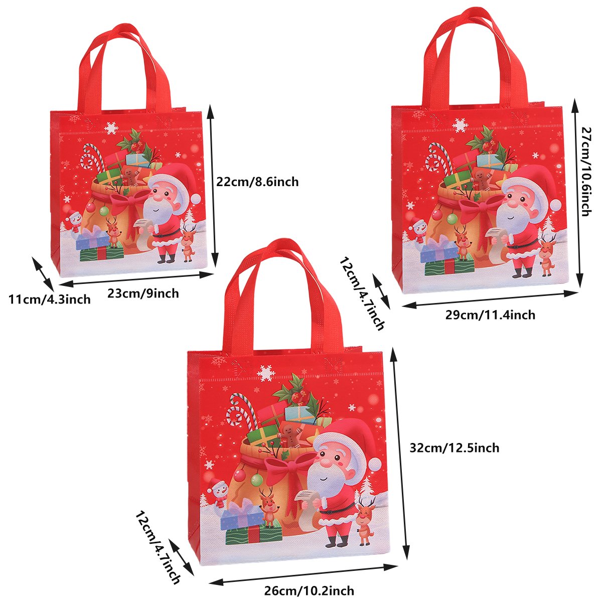 25pcs Christmas Non Woven Shopping Tote Bags Printed Colour Party Gift Bags