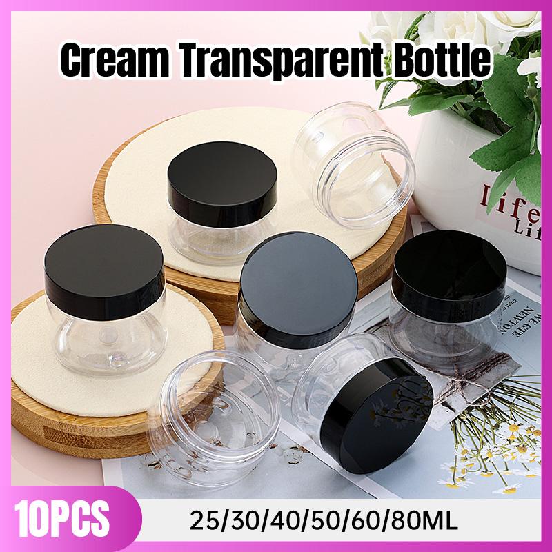 Durable PET Plastic Jars for Skincare Products Clear Plastic Jars with Black Caps 10pcs