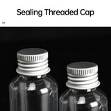 PET Clear Plastic Bottles with Aluminum Caps for Liquids 50 or 100 pcs