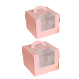 Pink Cake Boxes Food-Grade Cardboard with Window 25PCS