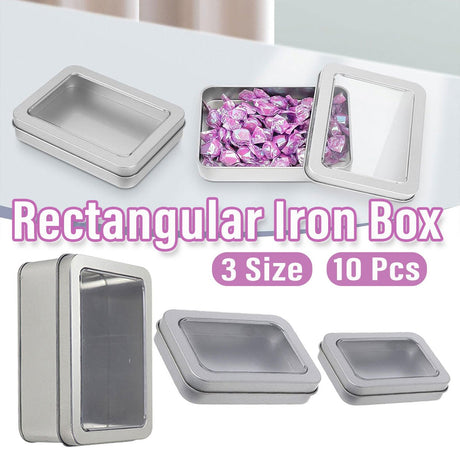 Full Window Rectangular Tinplate Iron Box 10PCS