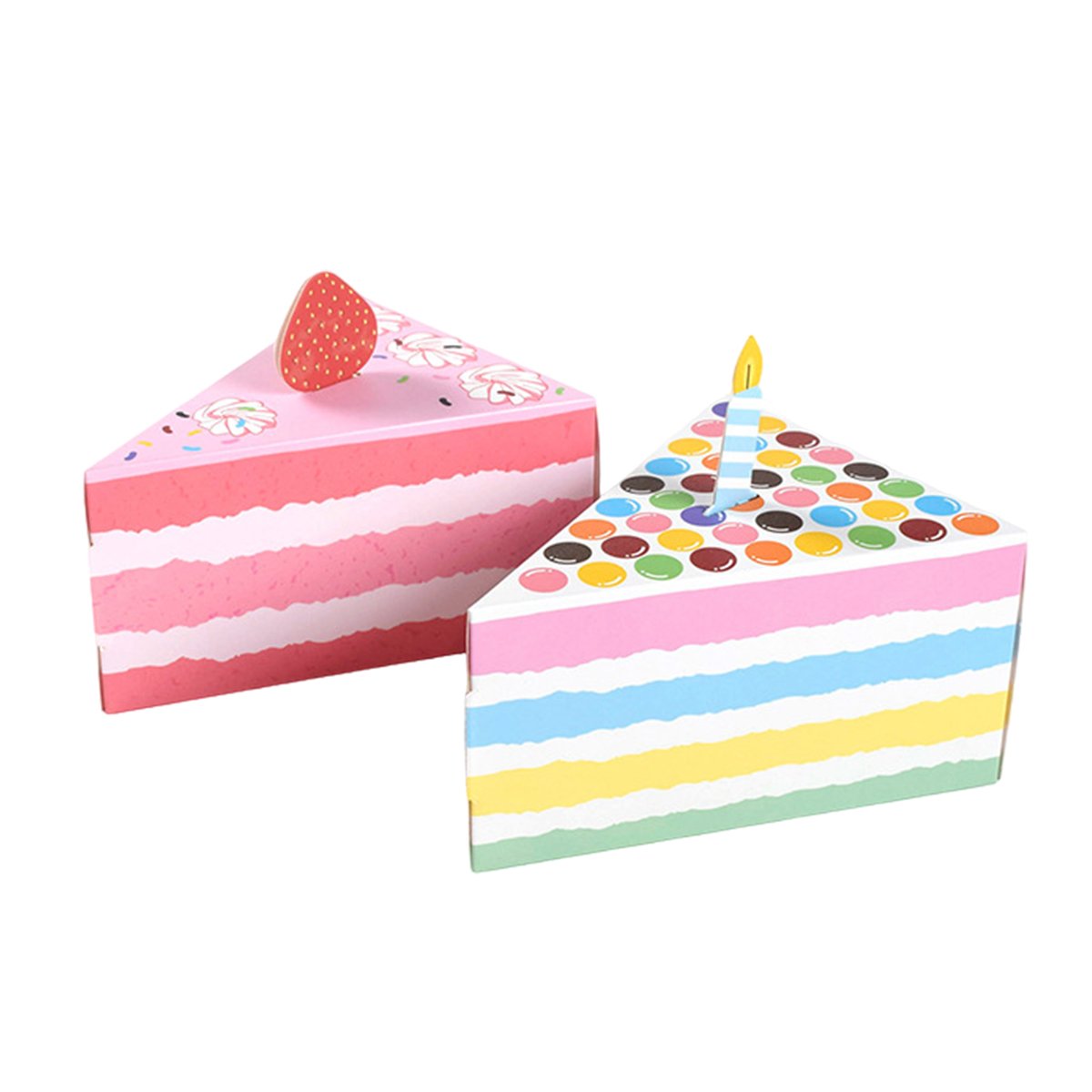 Add a touch of sweetness to your next celebration with these adorable triangular cake-shaped candy boxes.