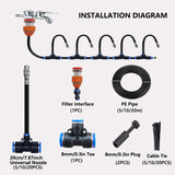 Garden Watering System Spray Irrigation Hose Sprinkler 1Set