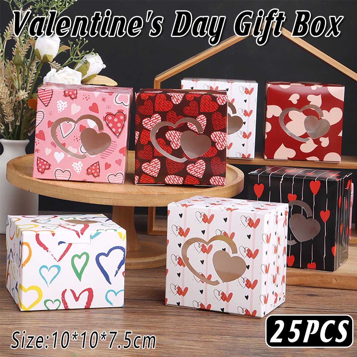 25PCS Large Square Colour Gift Boxes for Valentine's Day Surprise and Lucky Gift