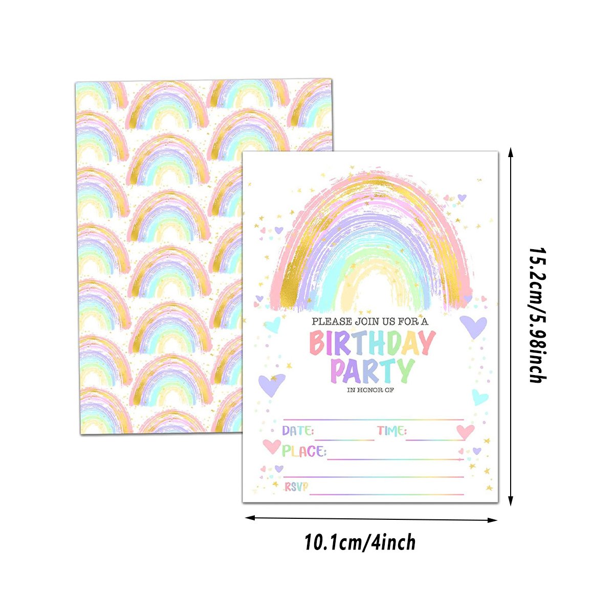 Rainbow Party Invitation Cards 20PCS