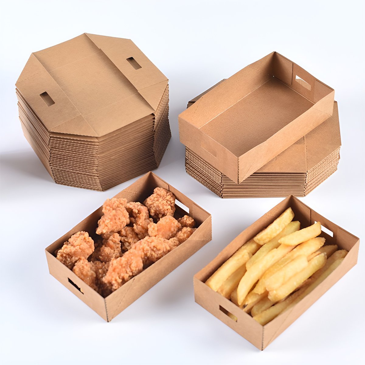 Kraft Paper 50PCS Trays Food Packing  Boxes