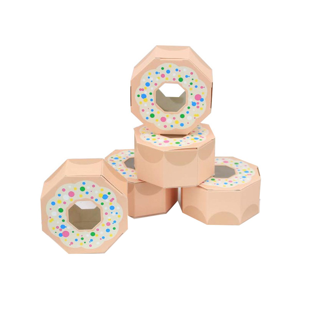 High-Quality Paper Fun Doughnut-Shaped Candy Boxes for Parties 100pcs