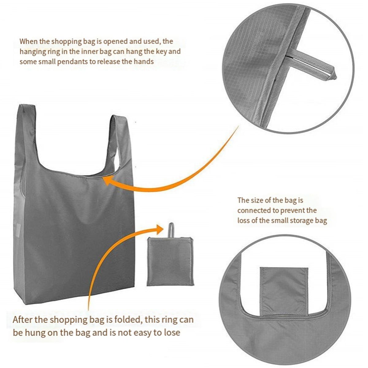 2PCS Reusable Foldable Portable Shopping Bags