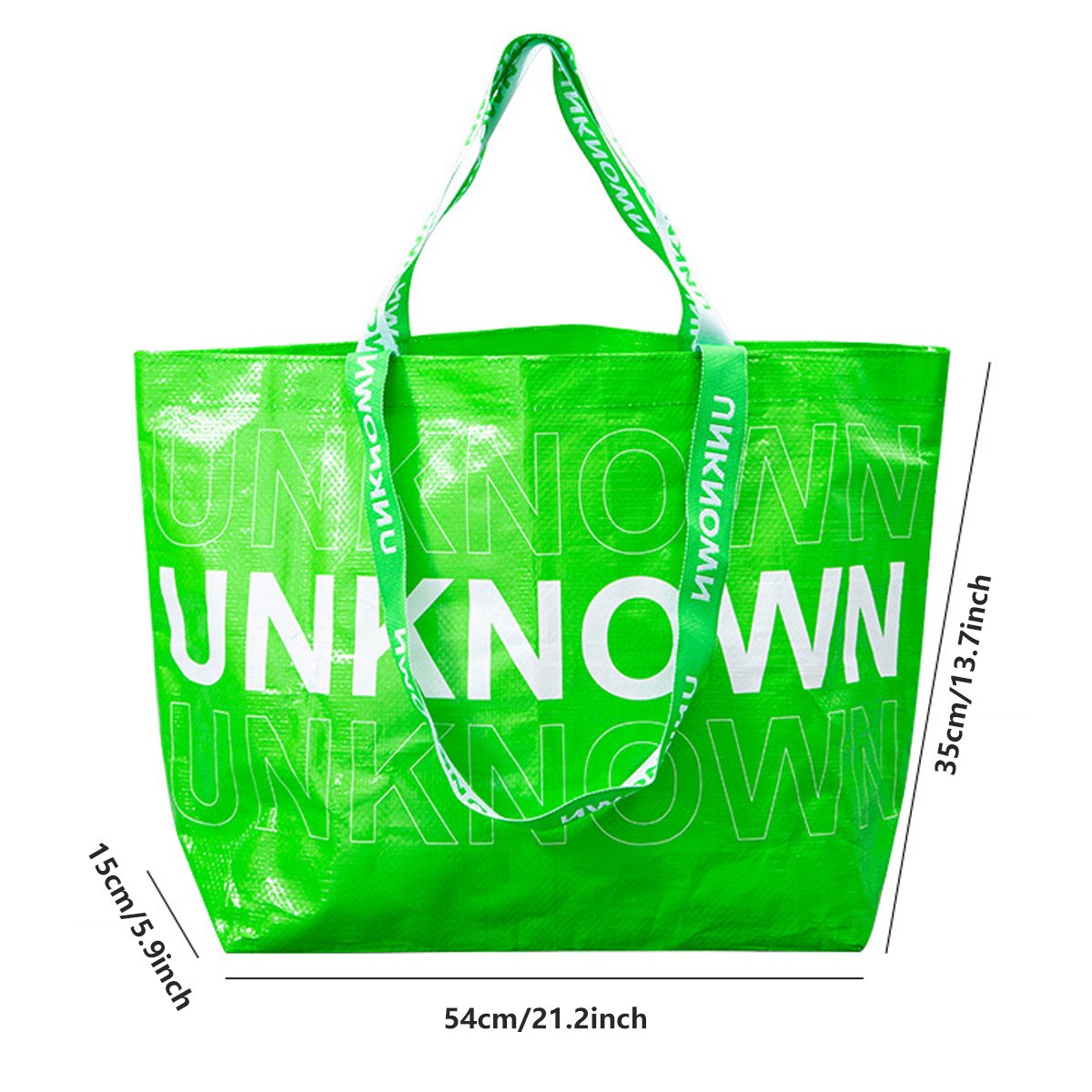 Waterproof Hand-Woven Durable Green Shopping Bags for Daily Use 5pcs