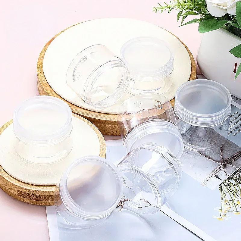 Eco-Friendly PET Clear Plastic Jars for Skincare Clear Plastic Jars with Translucent Caps 10pcs