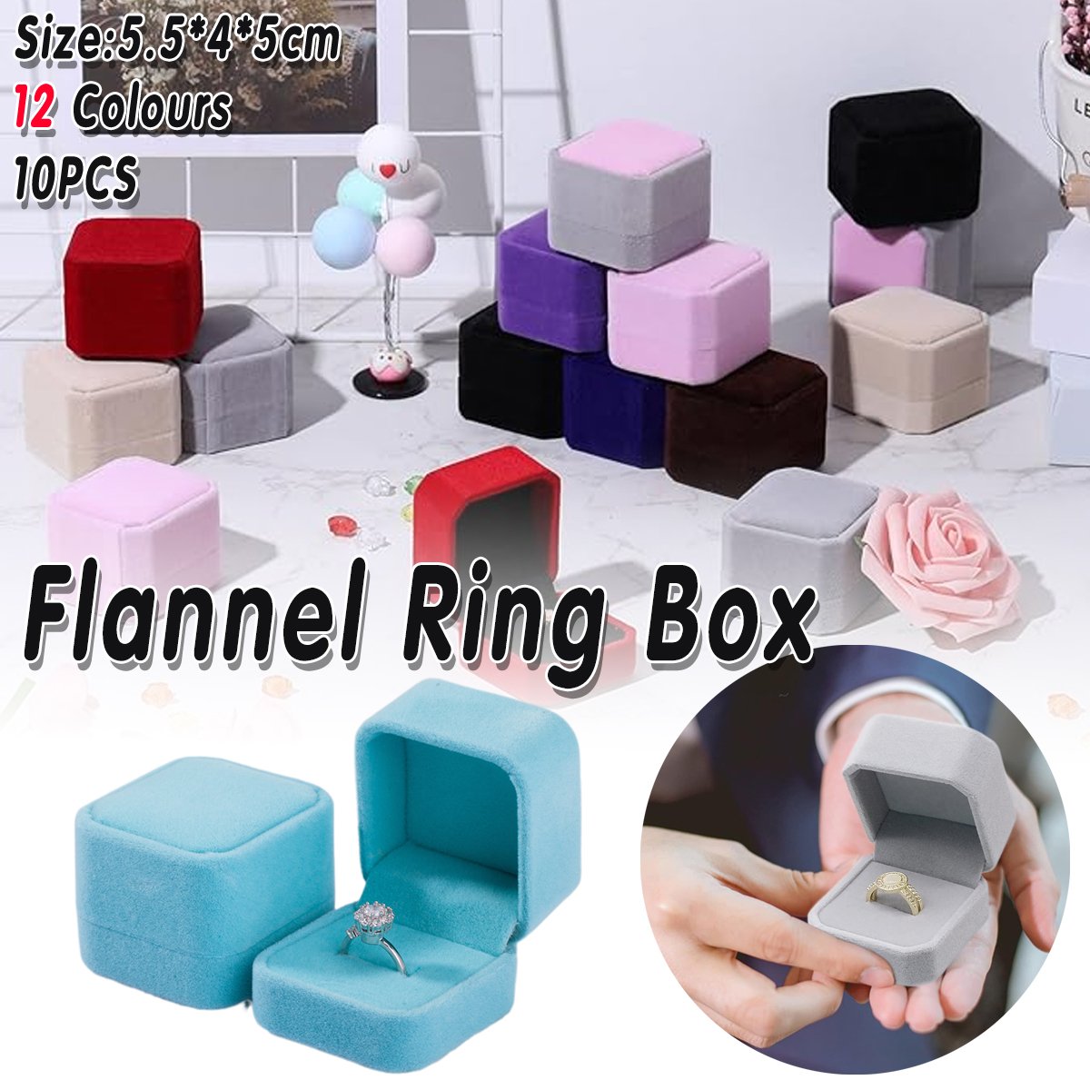 10X Flannel Ring Jewelry Box Earring Ring Jewelry Boxes Exquisite Gift Organizer