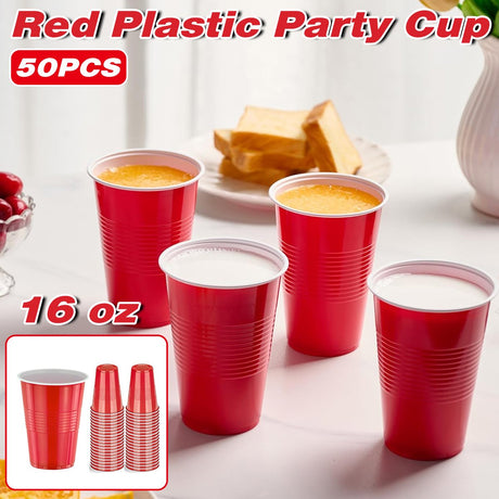 Reusable Red Plastic Party Cups 50PCS