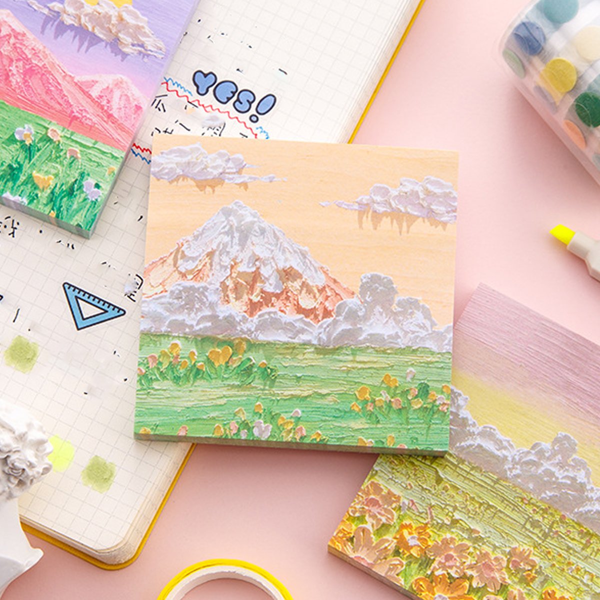 800 Sheets Colorful Oil Painting Sticky Notes Memo Pads Self-Adhesive Notes