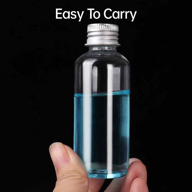 PET Clear Plastic Bottles with Aluminum Caps for Liquids 50 or 100 pcs