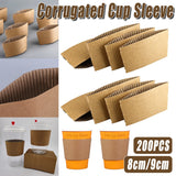 Disposable Kraft Paper Coffee Cup Sleeves 200PCS