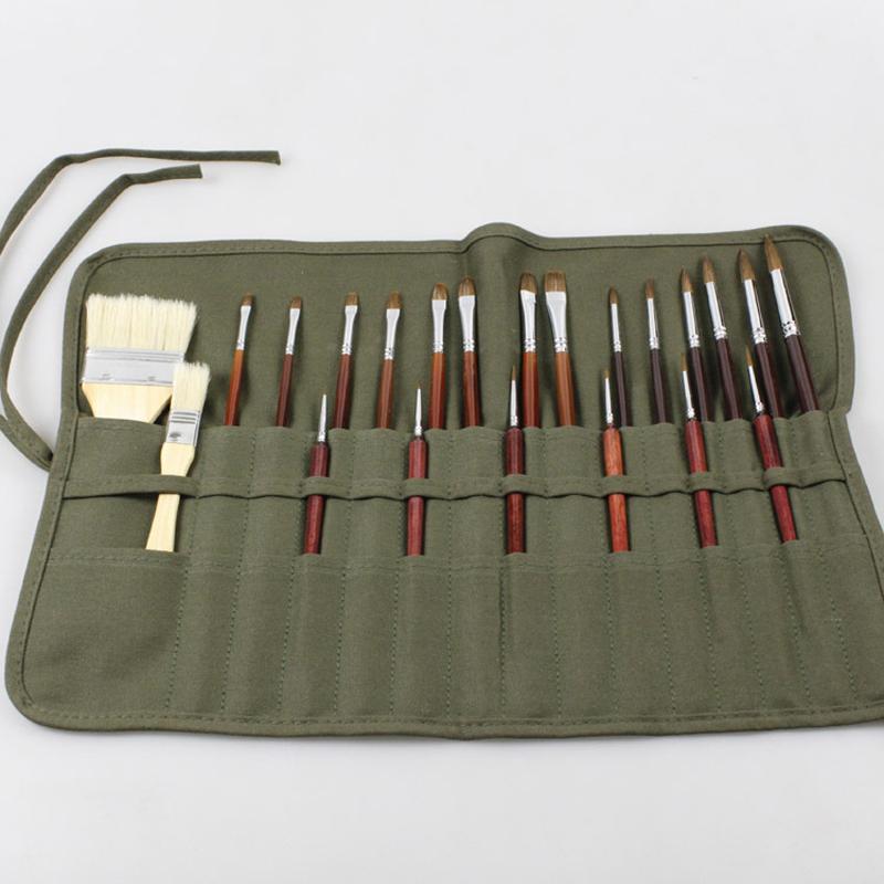 Roll Up Paint Brush Holder Canvas Bag Draw Storage Case Organizer