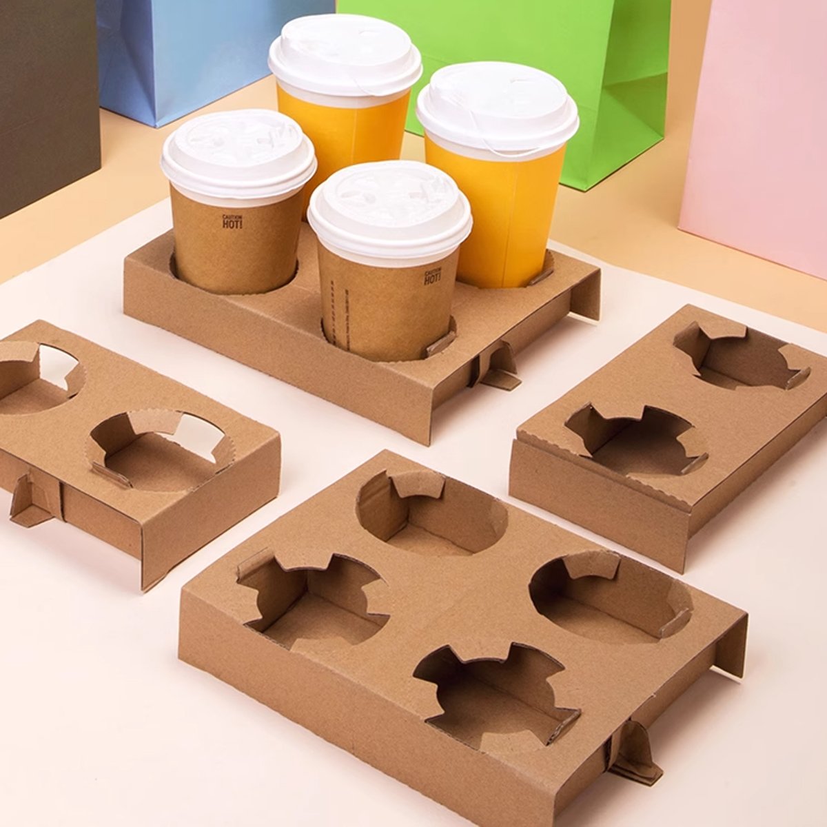 Corrugated Coffee Cup Holders 100PCS