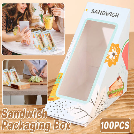 Triangle Sandwich Boxes Kraft Packing 100PCS