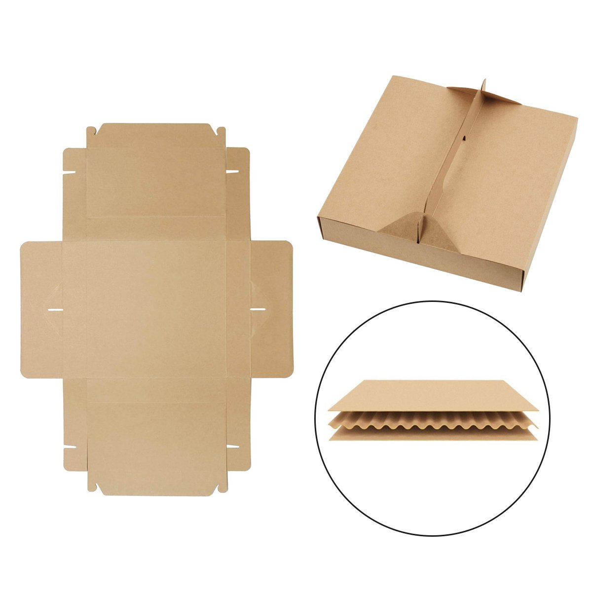 Kraft Paper Takeaway Containers Gable Pizza Boxes 50PCS