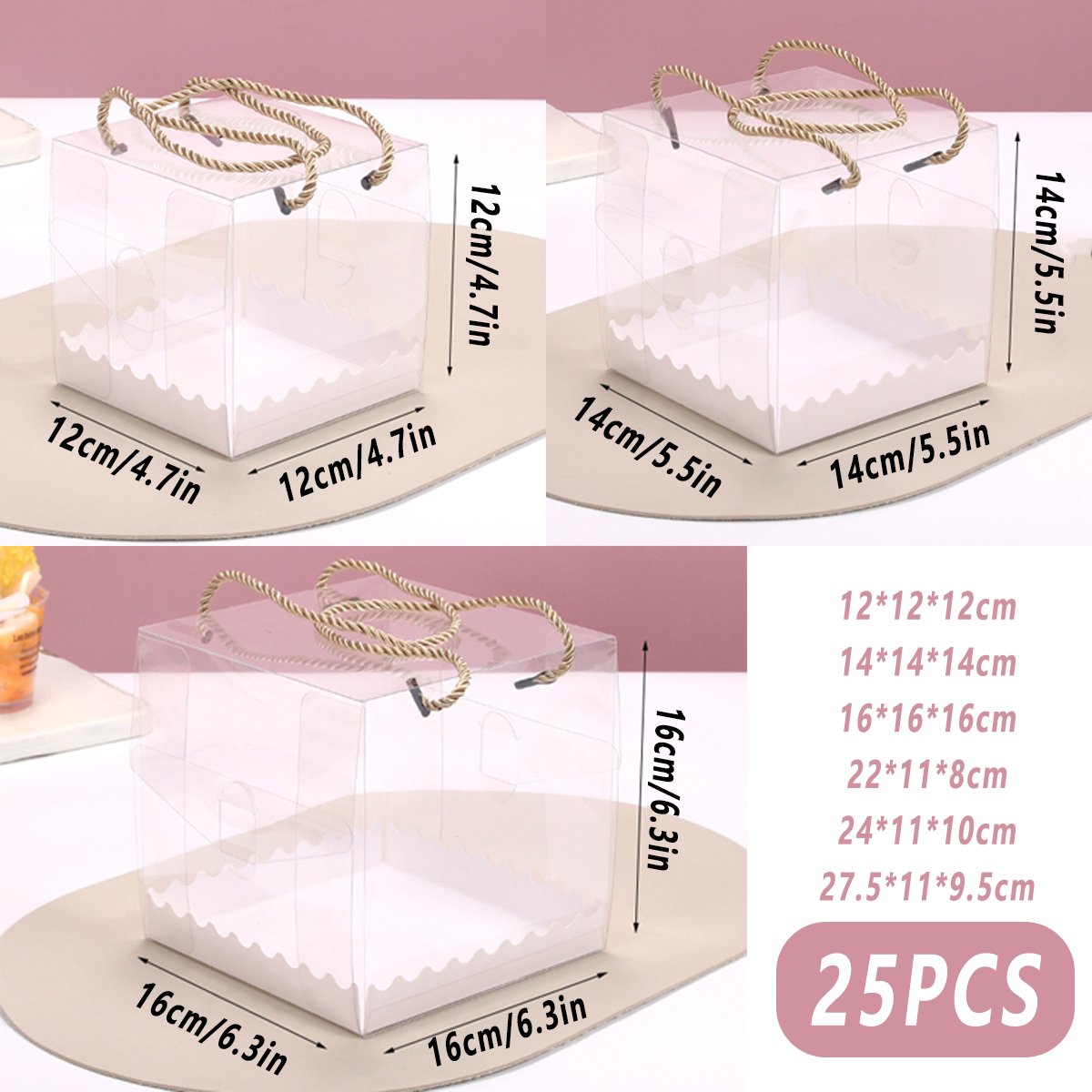 Transparent Plastic Cake Roll Packing Boxes 25pcs