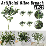 5PCS Fake Olive Leave With Fruit