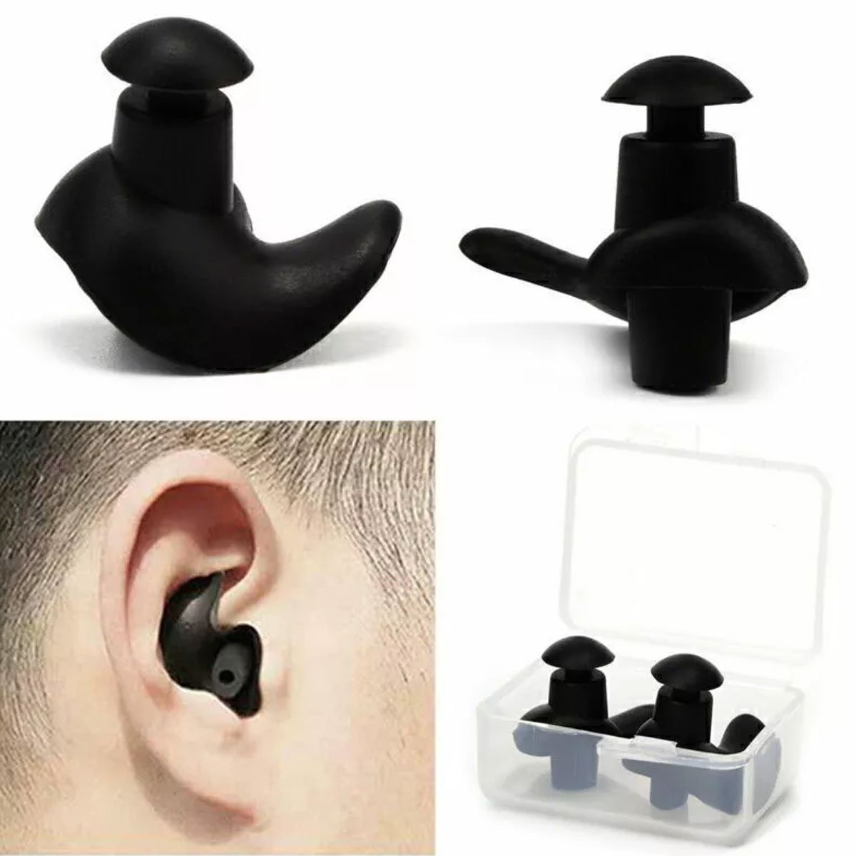 Silicone Swim Earplugs Swimmer Waterproof Antinoise Earplug 1 Pairs