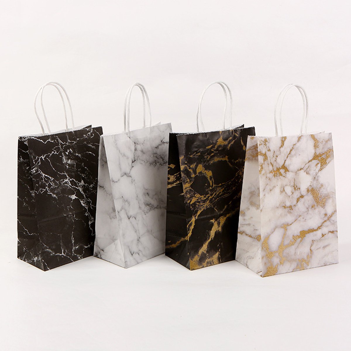 25PCS Marble Series Shopping Paper Bag Luxury Handbag Party Favor Gift Bags