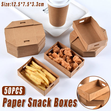 Kraft Paper 50PCS Trays Food Packing  Boxes