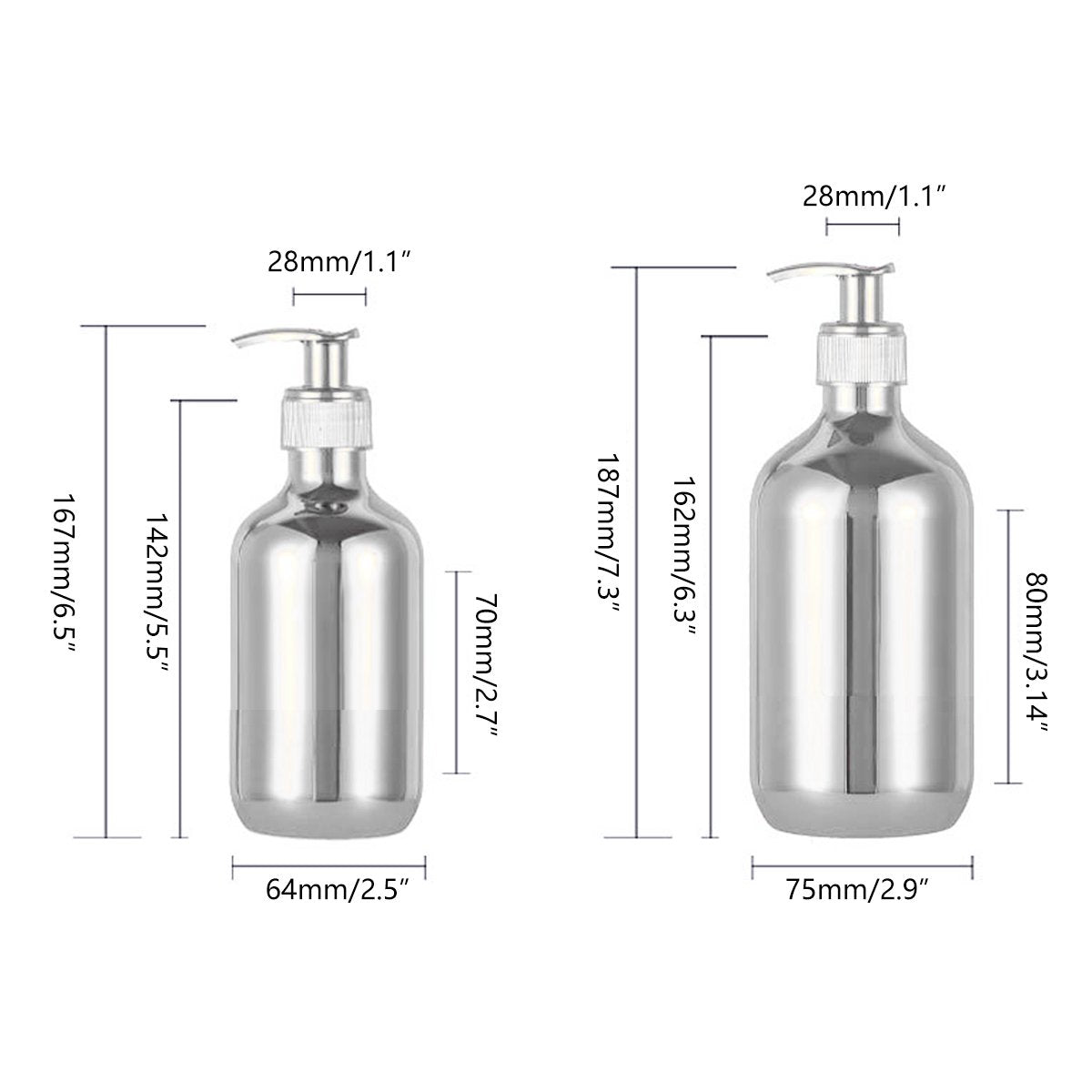 Pump Dispensing Bottle 5-Pack PET Silver and Gold 300ml/500ml